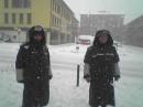 Polizia municipale sotto la neve febbraio 2004